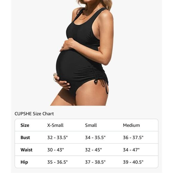 Cupshe Maternity Black One Piece Swimsuit Size Medium New - Picture 3 of 6